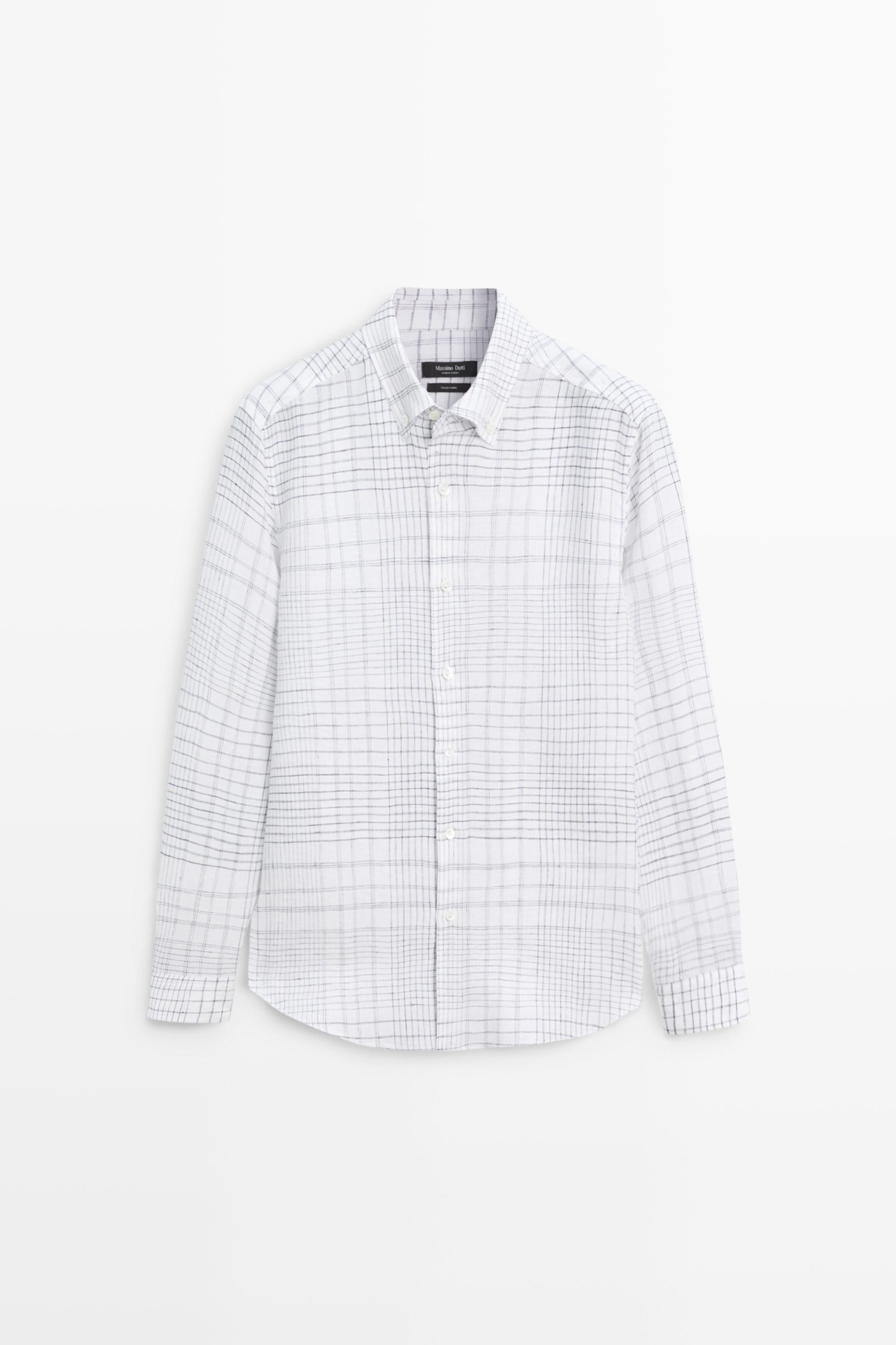 Chemise regular fit à carreaux 100 % lin
